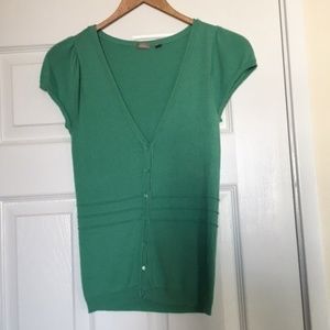 Halogen short-sleeved knit button-down top